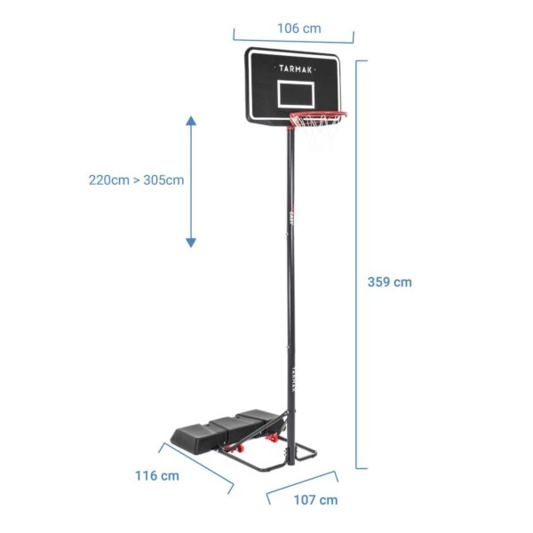 حلقه بسکتبال قابل تنظیم تارماک TARMAK B100 Easy- مشکی