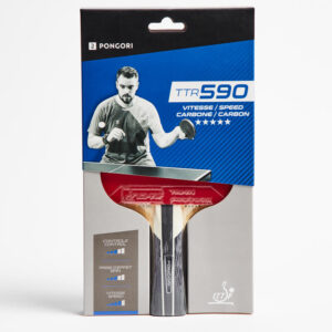 راکت تنیس روی میز پونگوری 5 ستاره PONGORI TTR 590 Speed Carbon-مشکی و قرمز