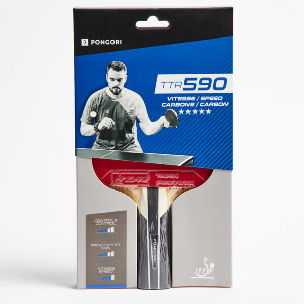راکت تنیس روی میز پونگوری 5 ستاره PONGORI TTR 590 Speed Carbon-مشکی و قرمز