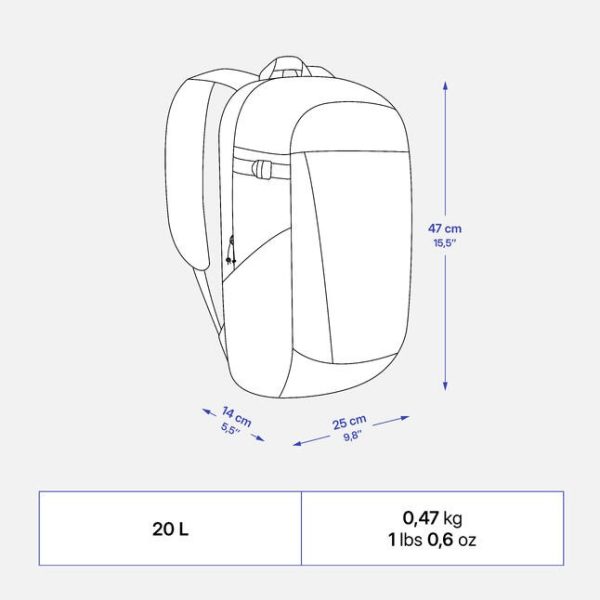 کوله طبیعت گردی-QUECHUA NH Arpenaz 100 20L-آبی خاکستری - Image 2