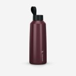 بطری آب کمپ و کوهنوردی-QUECHUA Outdoor Stainless Steel Water Bottle 1L 100-بنفش