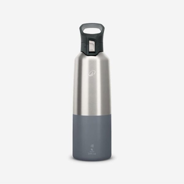 ترموس کمپ و کوهنوردی-QUECHUA Thermos 1L Practical Lid 900-خاکستری