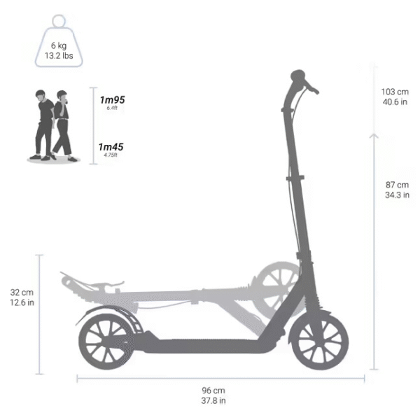 اسکوتر بزرگسالان OXELO Adult Scooter - T7XL - مشکی - Image 7