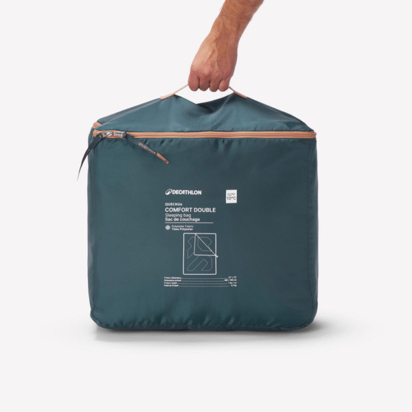 کیسه خواب دو نفره کمپ و کوه نوردی - QUECHUA - 10°C Comfort 160*190CM - آبی - Image 4
