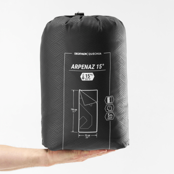 کیسه خواب کمپ و کوه نوردی - QUECHUA - Arpenase 15 °C Comfort - مشکی - Image 5