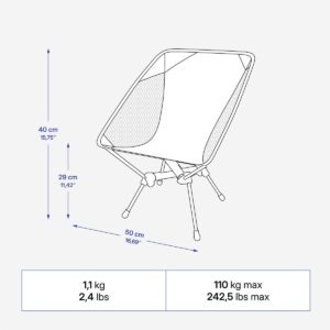 صندلی تاشو کمپ و کوه نوردی دکتلون – QUECHUA Foldable Low Camping Chair – M Size – 500 – سبز