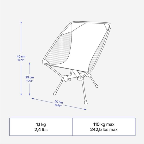 صندلی تاشو کمپ و کوه نوردی دکتلون - QUECHUA Foldable Low Camping Chair - M Size - 500 - سبز - Image 2