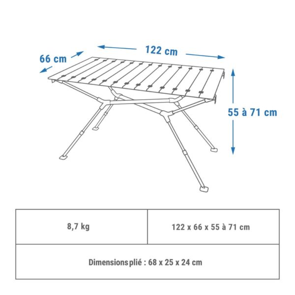 میز تاشو کمپ و کوه نوردی دکتلون - QUECHUA Camping Table - Wooden Surface - شش نفره - Image 2