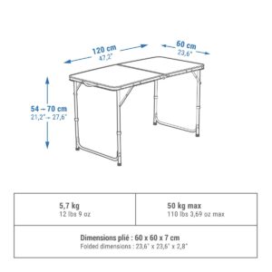 میز تاشو کمپ و کوه نوردی دکتلون – QUECHUA Folding Camping Table  – چهار الی شش نفره