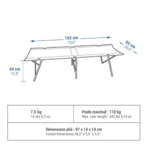 تخت جمع شونده کمپ و کوه نوردی دکتلون – QUECHUA Single Camping Bed – 65 cm – کرم