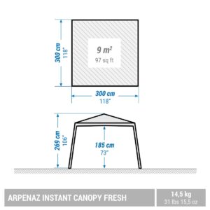 سایه بان کمپ و کوه نوردی دکتلون – QUECHUA Fresh Instant Canopy – سفید