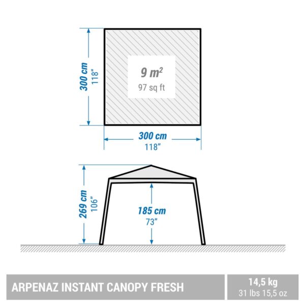 سایه بان کمپ و کوه نوردی دکتلون - QUECHUA Fresh Instant Canopy - سفید - Image 2