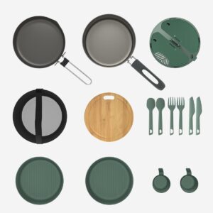 ست ظروف دو نفره کمپ و کوه نوردی دکتلون – QUECHUA Outdoor Dining Set 500 – پانزده تکه