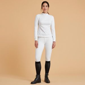 پولوشرت آستین بلند سوارکاری زنانه دکتلون FOUGANZA 500 Polo Long – سفید