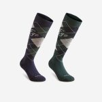 جوراب سوارکاری بزرگسال دکتلون - FOUGANZA Adult Riding Socks 500 - طرح سبز