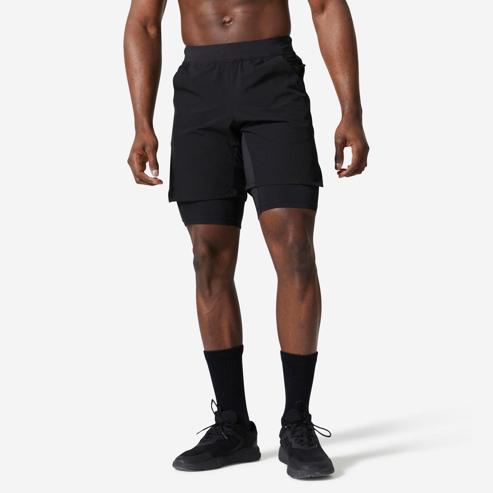 شورت ورزشی مردانه دکتلون - Domyos 2-in-1 Sports Shorts 500 - مشکی شورت ورزشی مردانه دکتلون - Domyos 2-in-1 Sports Shorts 500 - مشکی