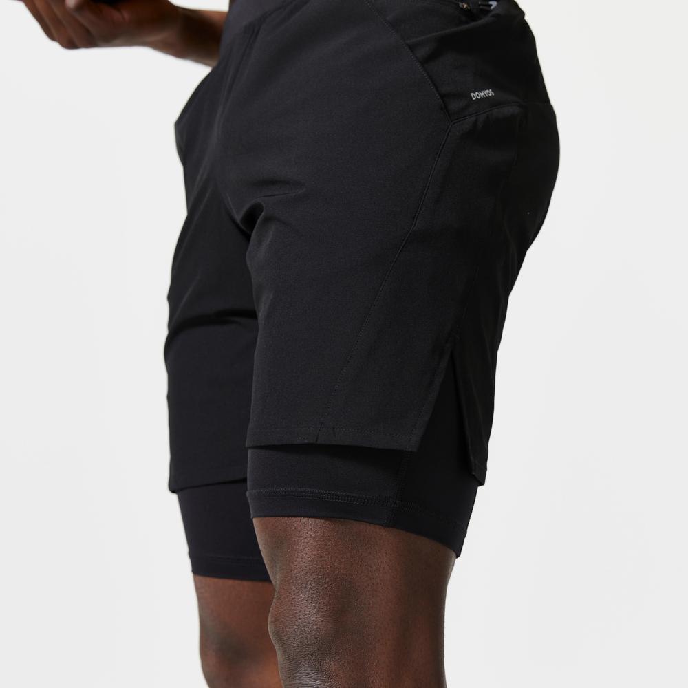شورت ورزشی مردانه دکتلون - Domyos 2-in-1 Sports Shorts 500 - مشکی شورت ورزشی مردانه دکتلون - Domyos 2-in-1 Sports Shorts 500 - مشکی - Image 3