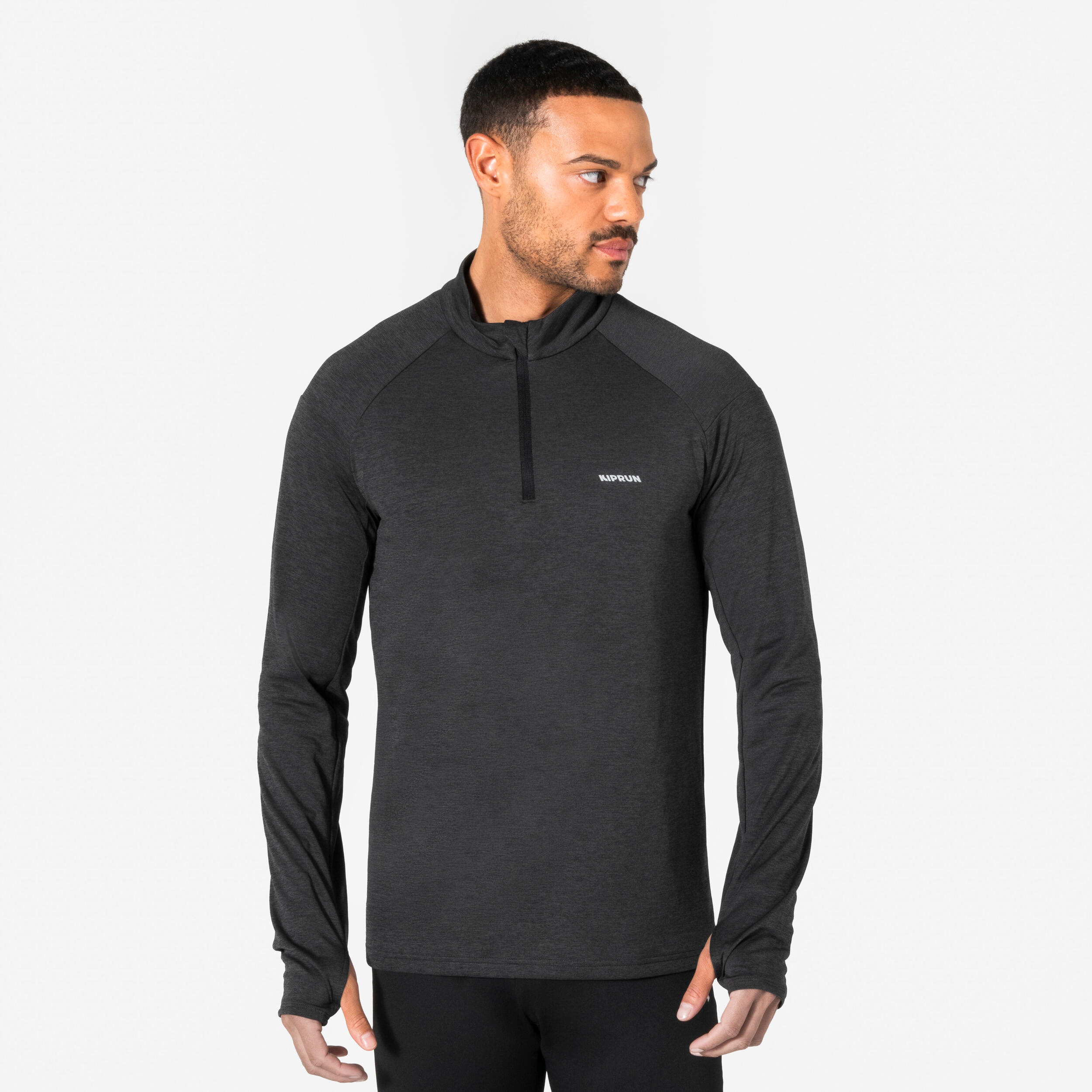 تیشرت آستین بلند دویدن مردانه Decathlon Kiprun Run 100 – مشکی خاکستری تیشرت آستین بلند دویدن مردانه Decathlon Kiprun Run 100 – مشکی خاکستری