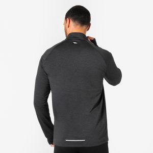 تیشرت آستین بلند دویدن مردانه Decathlon Kiprun Run 100 – مشکی خاکستری