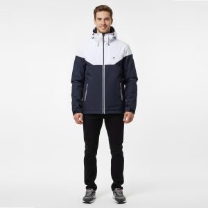 کاپشن بادگیر و ضدآب مردانه Decathlon 100 – سرمه‌ای سفید