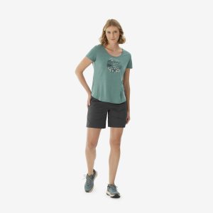 تیشرت زنانه کمپ و طبیعت‌گردی Decathlon NH500 – سبز
