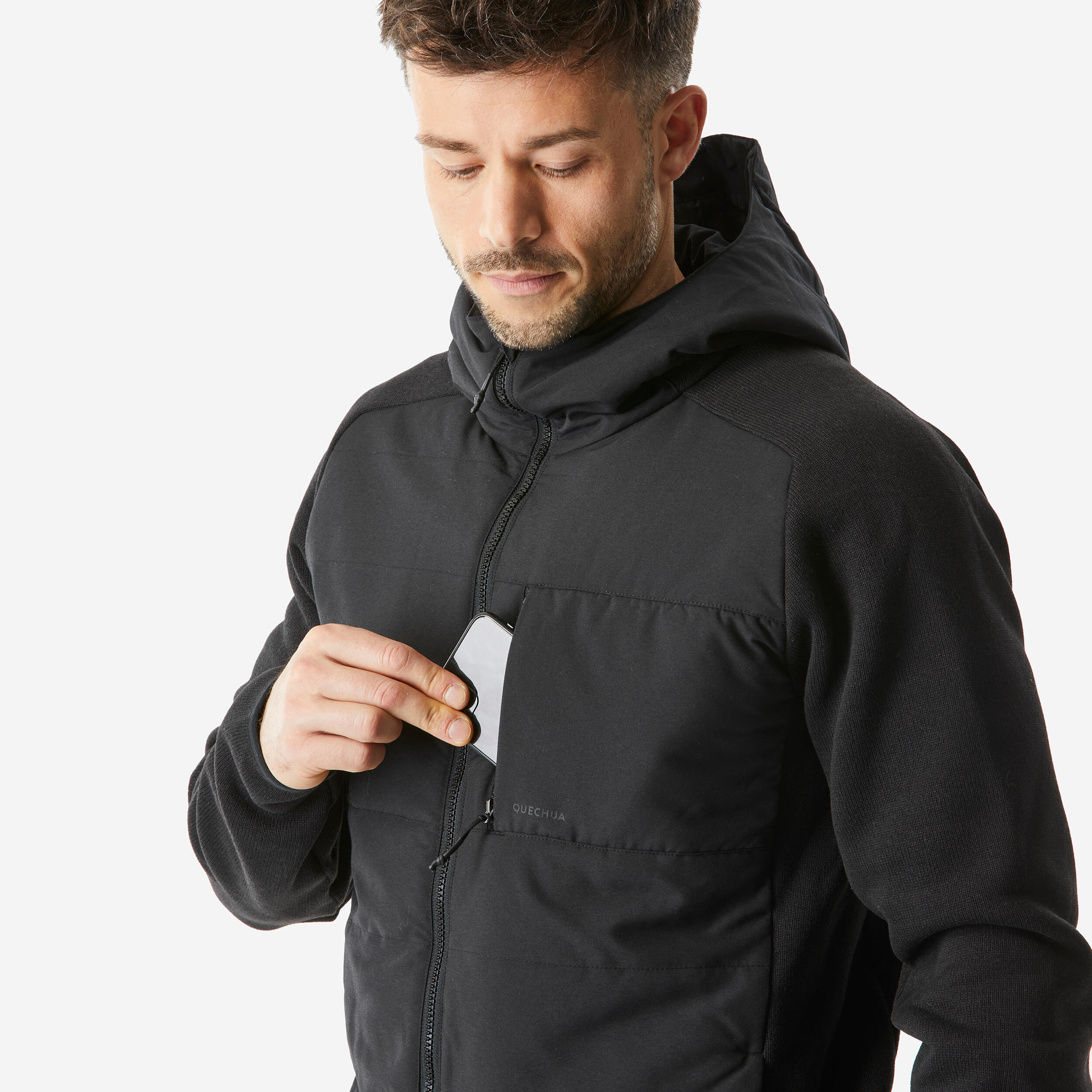 سویشرت کمپ و کوه نوردی مردانه Decathlon NH500 Hybride – مشکی سویشرت کمپ و کوه نوردی مردانه Decathlon NH500 Hybride – مشکی - تصویر 4